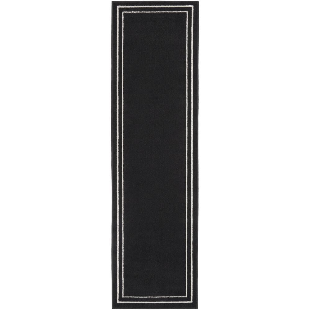 Nourison Essentials Indoor/Outdoor Black Ivory 2' x 6' Area Rug, (2x6)