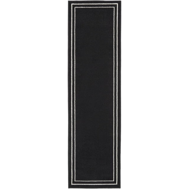 Nourison Essentials Indoor/Outdoor Black Ivory 2' x 6' Area Rug, (2x6)