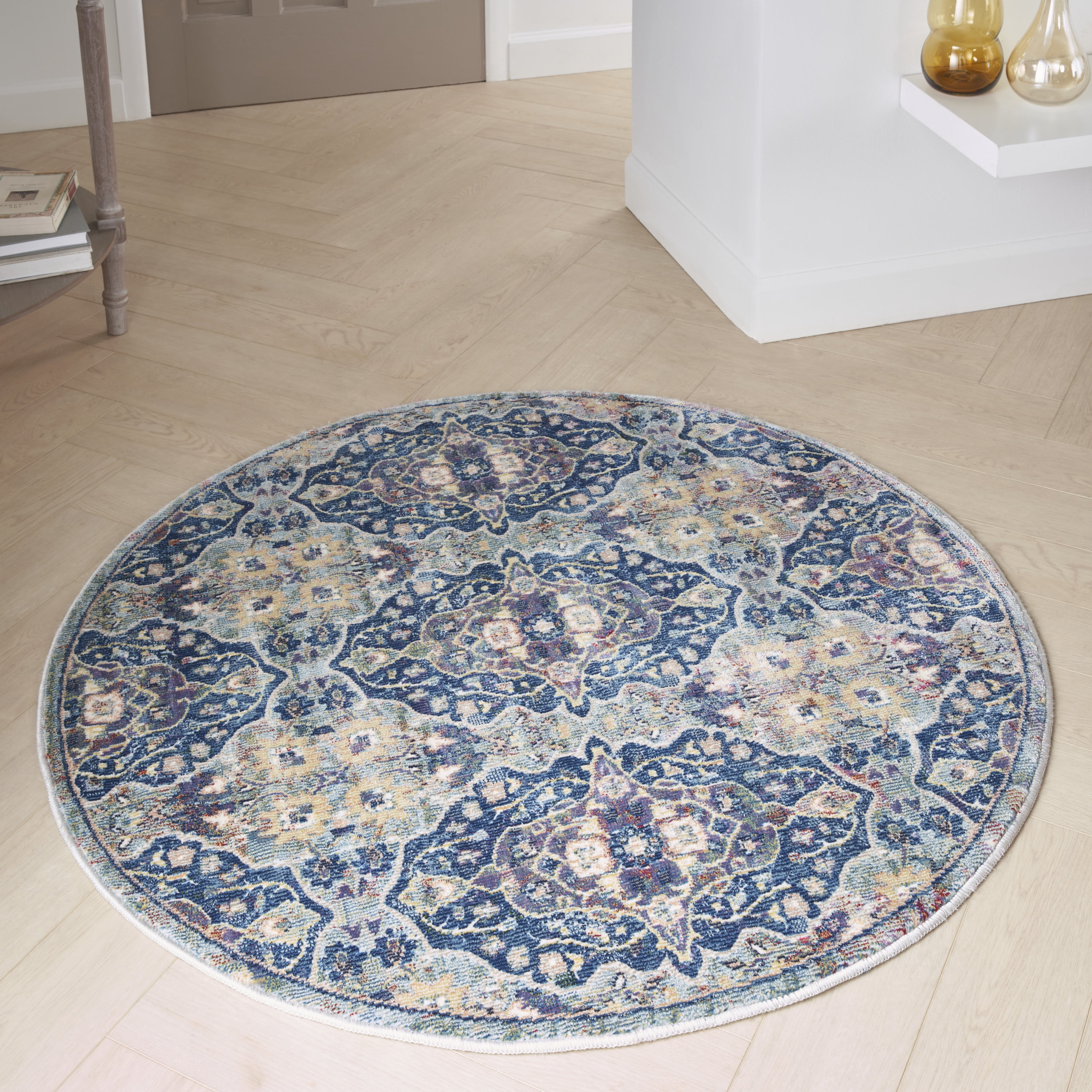 Nourison Global Vintage GLB16 Indoor only Area Rug - Navy Multicolor 4' x round