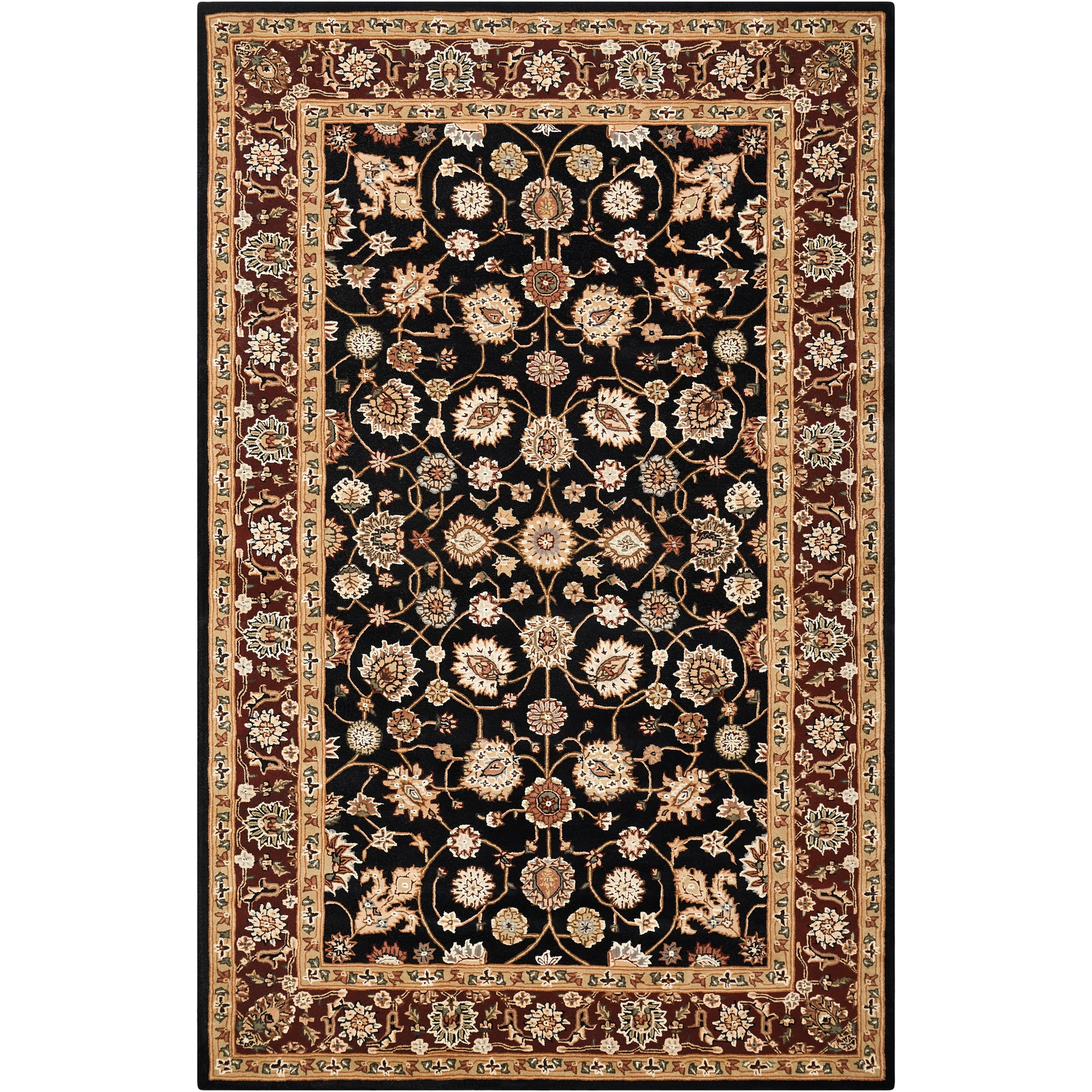 Nourison  Hand-tufted Area Rug 5'6" x 8'6" Contains Latex Border 0.51 - 0.75 inch 5' x 8' Indoor Burgundy Rectangle
