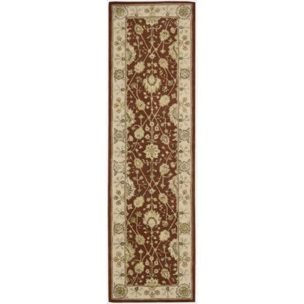 Nourison  Hand-tufted Area Rug Dark Red 2'3" x 8' Runner Contains Latex Wool Abstract 8' Runner Runner, Indoor, Handmade Rust