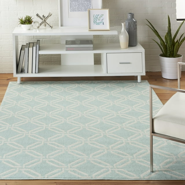 Nourison Jubilant Trellis Green 4' x 6' Area Rug, (4x6)