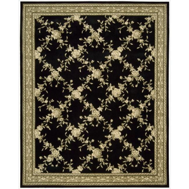 Nourison  Julian Hand-tufted Area Rug 5'3" x 8'3" Silk, Wool Border 5' x 8' Green
