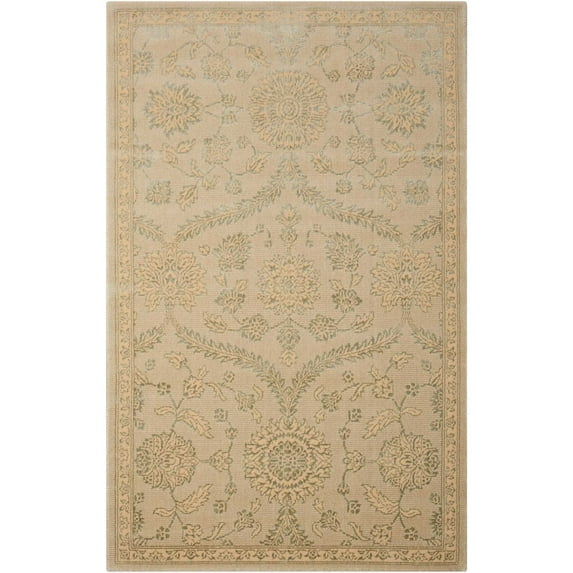 Nourison  Luminance LUM04 Area Rug Beige/Green 3'5" x 5'5" 4' x 6' Indoor Living Room White Rectangle