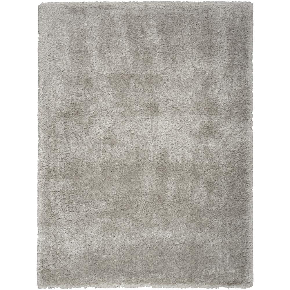 Nourison Luxurious Shag Silver 4' x 6' Area Rug, Solid, Plush, Bed Room, Living Room, Dining Room, Kitchen, Easy Cleaning, Non Shedding,