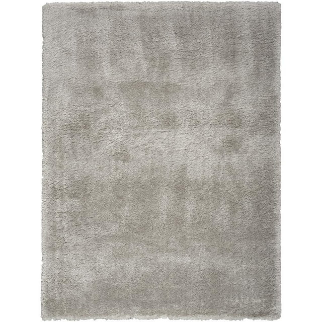 Nourison Luxurious Shag Silver 4' x 6' Area Rug, Solid, Plush, Bed Room, Living Room, Dining Room, Kitchen, Easy Cleaning, Non Shedding,