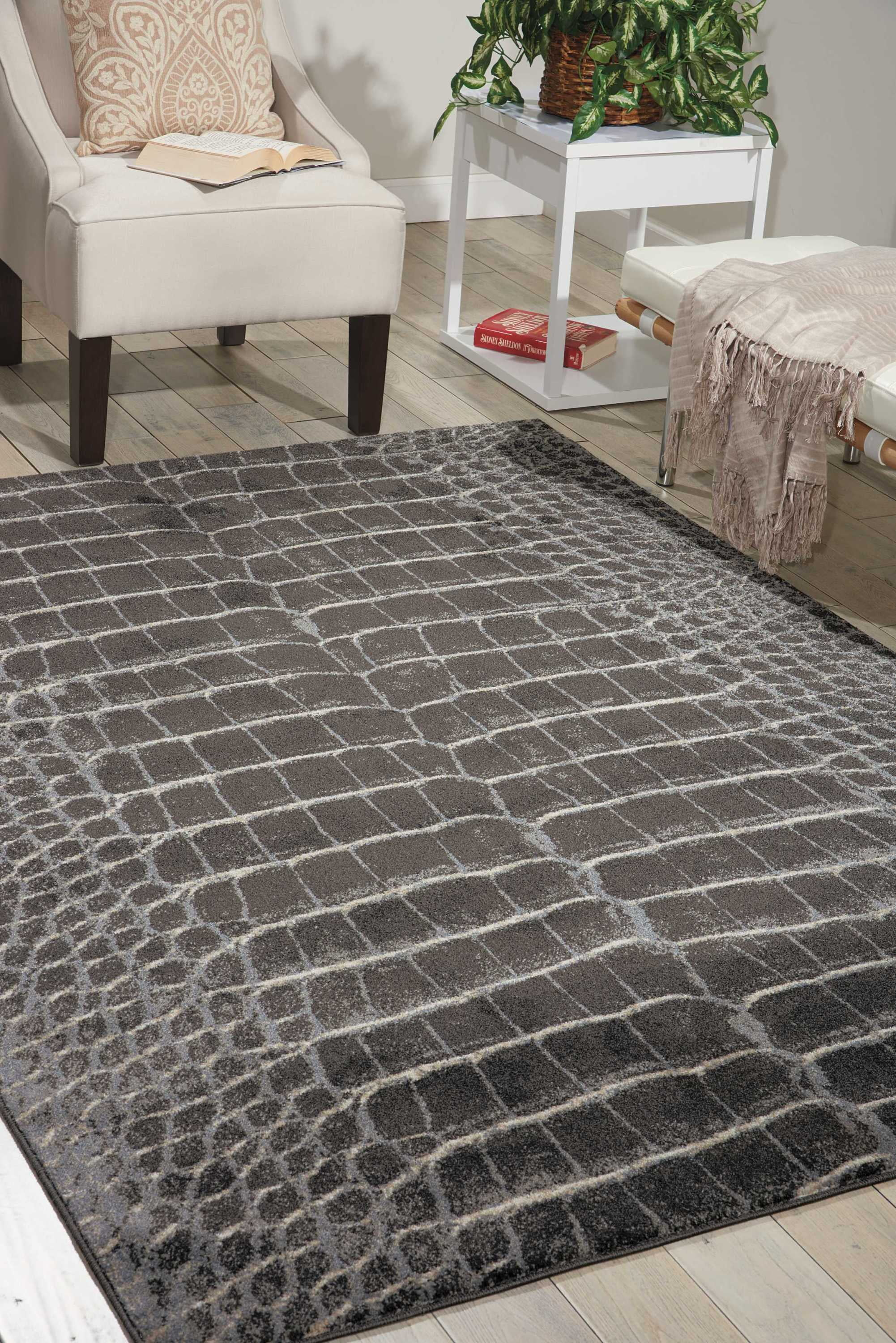 Nourison Maxell Animal Print Charcoal 5'3" x 7'3" Area Rug, (5x7)