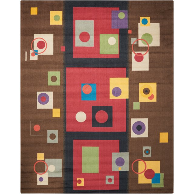 Nourison Modern Art Brown/ Multi Polyester Rug 4' x 6' 4' x 6'