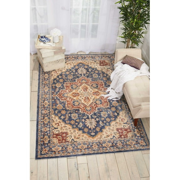 Nourison Reseda Persian Blue 7'10" x 9'10" Area Rug, (8x10)
