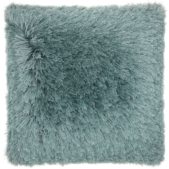 Nourison Shag Solid Celadon Decorative Throw Pillow , 20" x 20"
