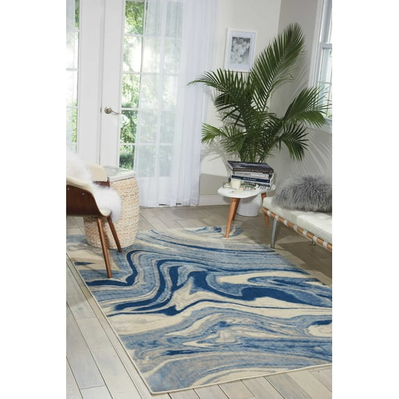 Nourison Somerset Abstract Light Blue 5'3" x 7'5" Area Rug, (5x7)