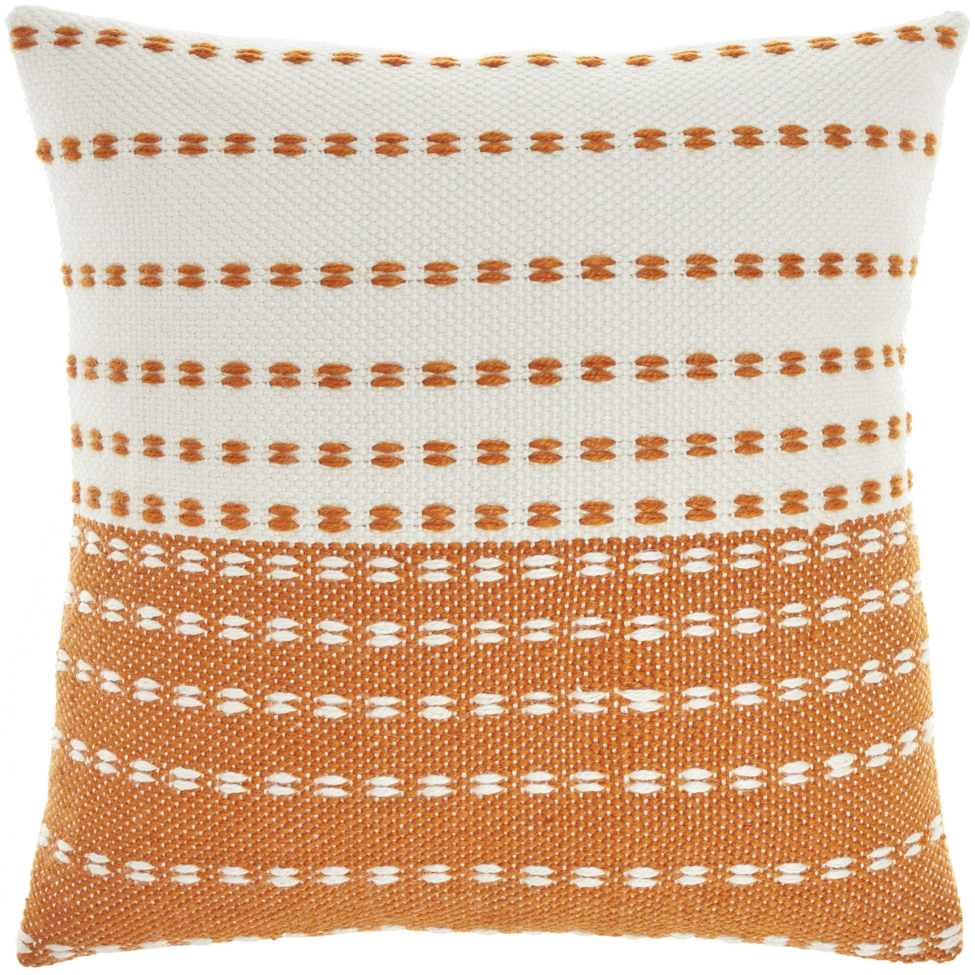 Nourison Stitched Stripe Orange 18" x 18" Indoor/Outdoor Throw Pillow