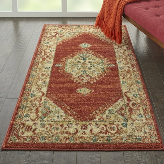 Nourison Traditional Vintage Persian Red 3' x 5' Area Rug, (3x5)