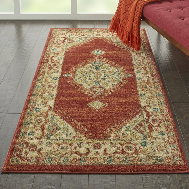 Nourison Traditional Vintage Persian Red 3' x 5' Area Rug, (3x5)