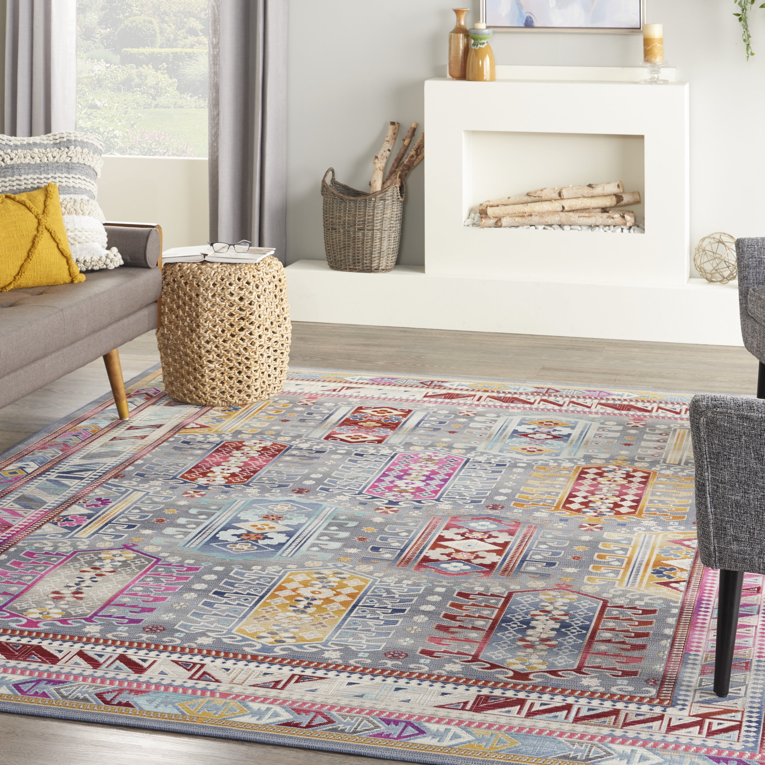Nourison Vintage Kashan Persian Grey/Multi 7'10" x 9'10" Area Rug, (8x10)