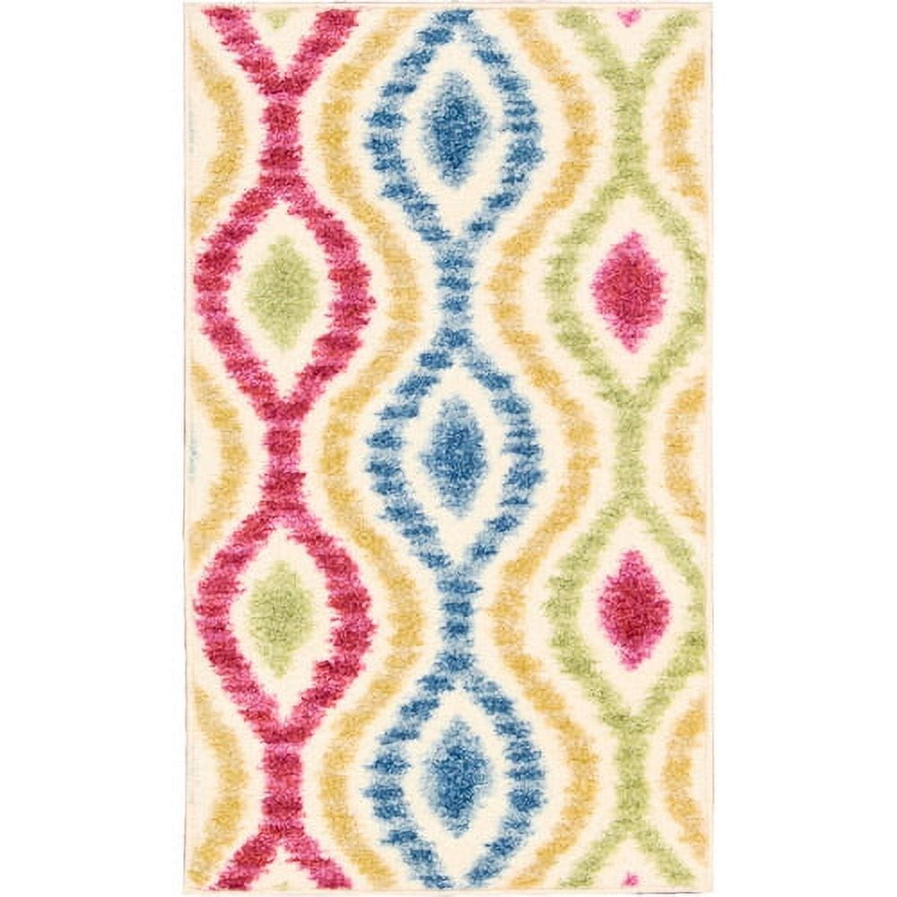 Nourison Waverly Aura of Flora Area Rug Lipstick 5'3" x 7'5" Latex Free Abstract, Ikat 5' x 8' Blue