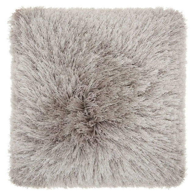 Nourison Yarn Shimmer Shag Decorative Throw Pillow, 20" x 20", Light Grey