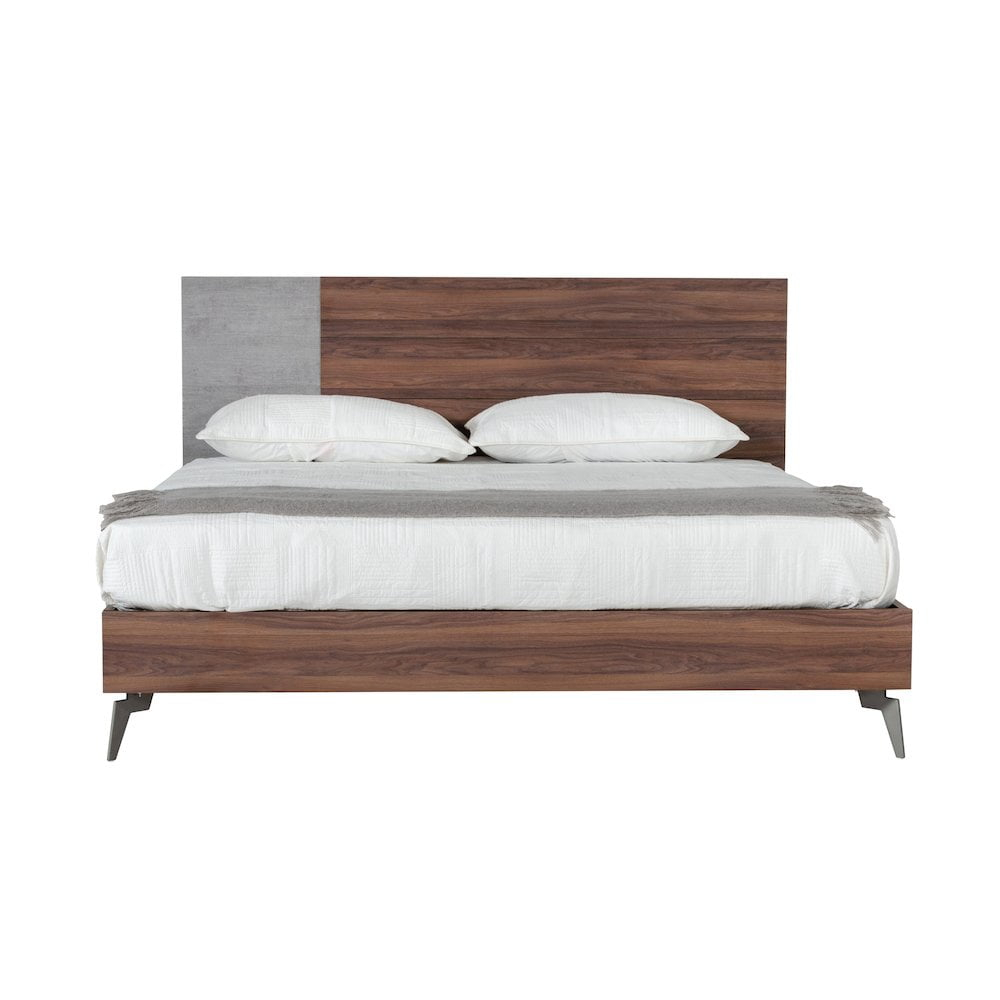 Nova Domus Palermo - Eastern King Modern Italian Faux Concrete and Walnut Bed