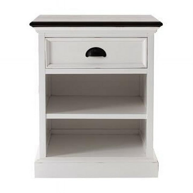 NovaSolo Halifax Accent Mahogany Wood Bedside Table with Shelves in Deep Brown