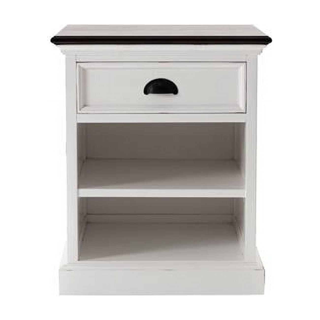 NovaSolo Halifax Accent Mahogany Wood Bedside Table with Shelves in Deep Brown