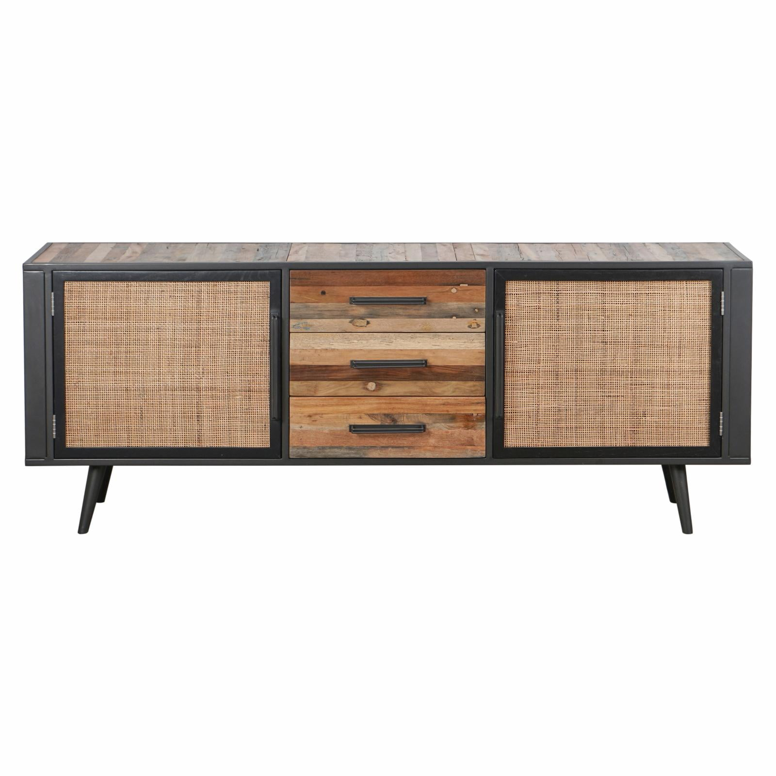 NovaSolo Nordic Smooth Boat Wood & Iron Buffet 2 Doors 3 Drawers in Natural