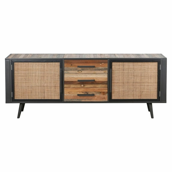 NovaSolo Nordic Smooth Boat Wood & Iron Buffet 2 Doors 3 Drawers in Natural