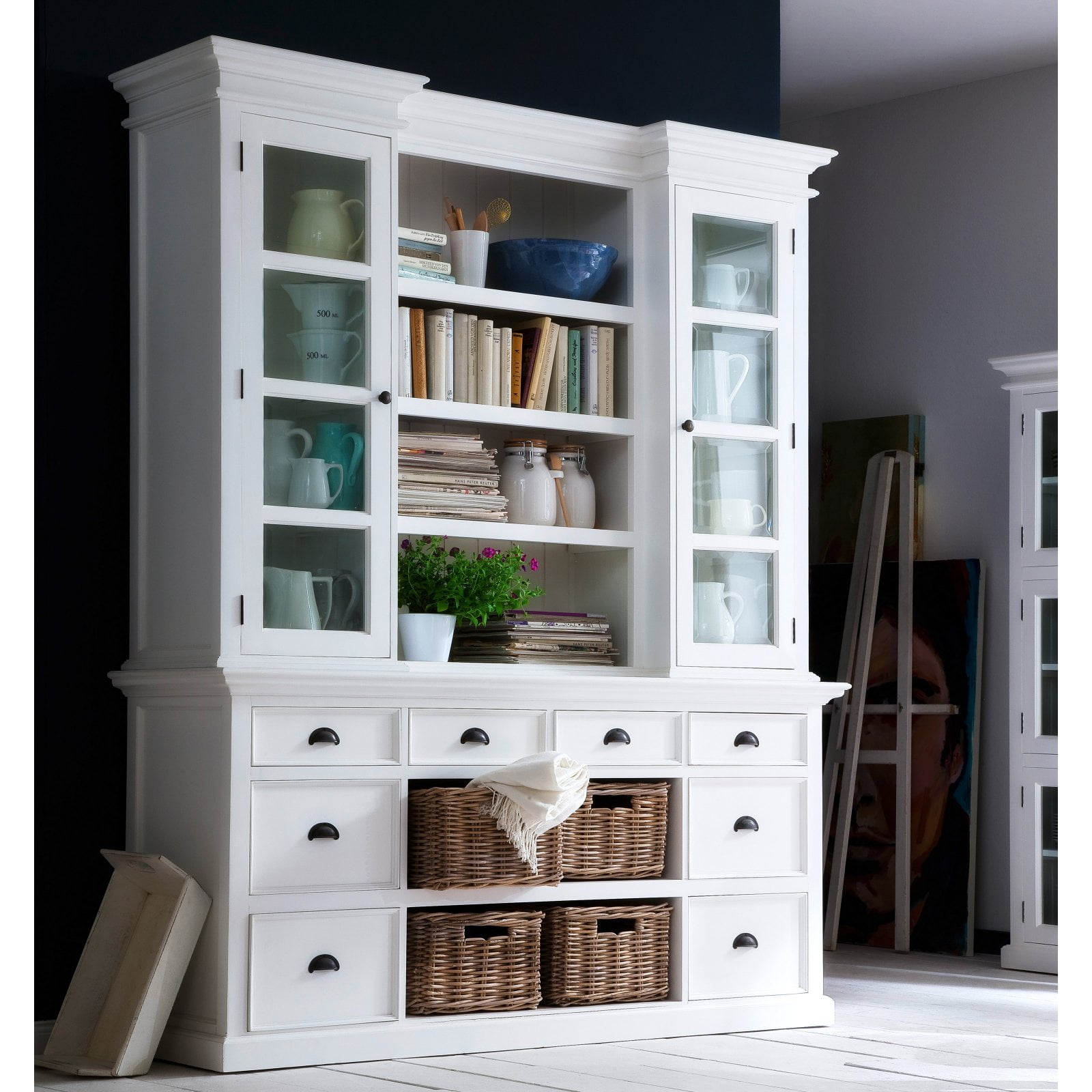 NovaSolo Provence Storage Cabinet with Hutch in Pure White