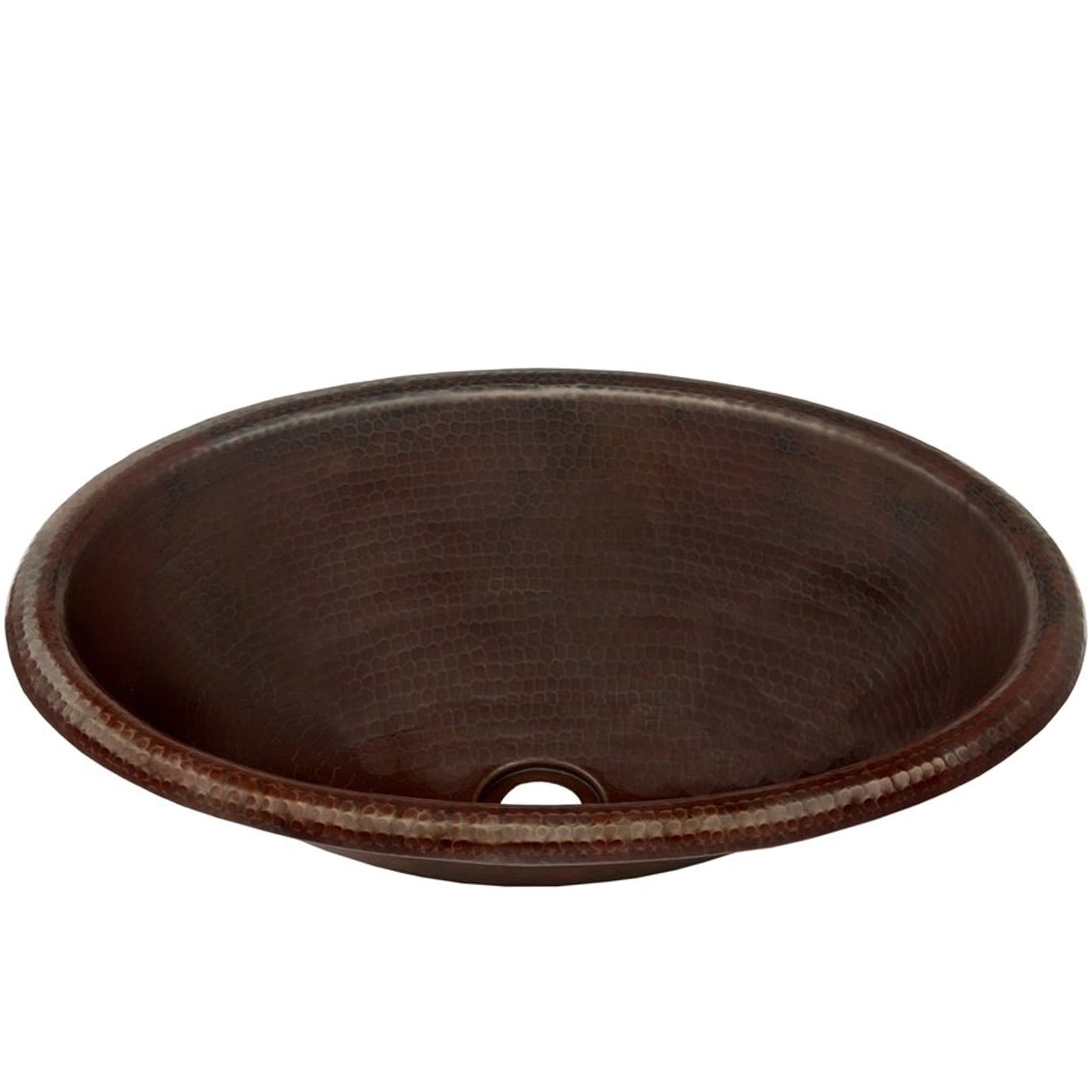 Novatto 11'' Antique Hammered Copper Copper Oval Bathroom Sink
