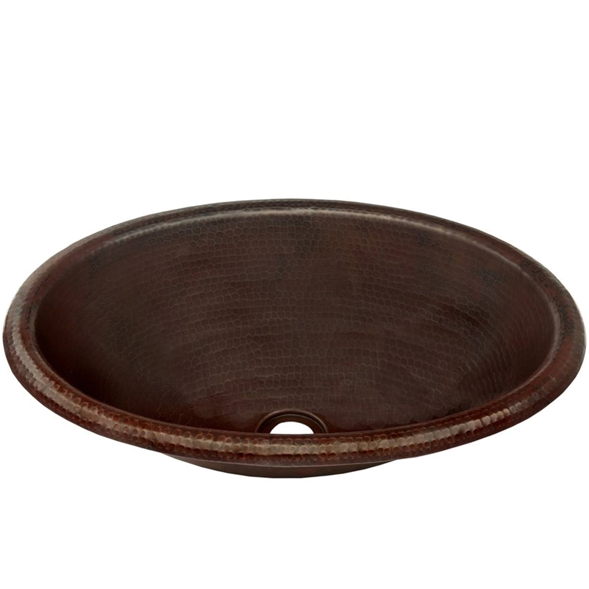 Novatto 11'' Antique Hammered Copper Copper Oval Bathroom Sink