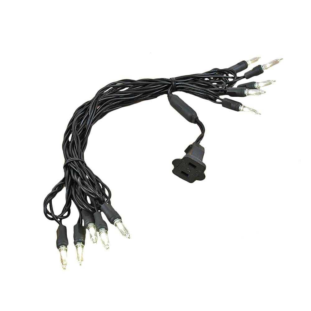 Novelty Lights 10 Light T5 LED Christmas Mini Light Set, Outdoor Lighting Party Patio String Lights, Warm White, Black Wire, 11 Feet