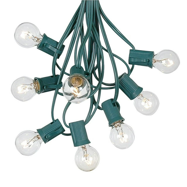 Novelty Lights 25 Feet Clear G30 Globe Outdoor Patio String Lights, Green Wire