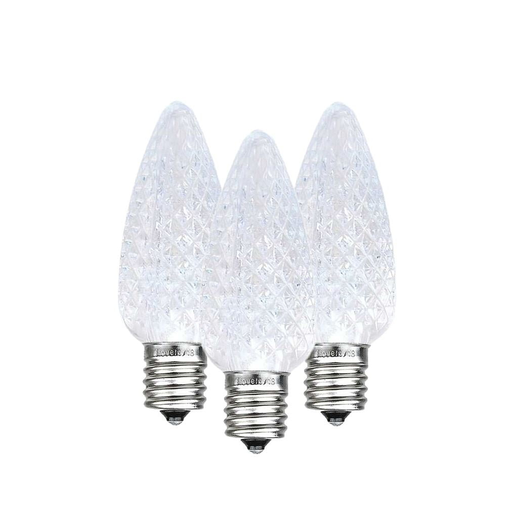 Novelty Lights 25 Pack C7 LED Twinkle Outdoor Christmas Replacement Bulbs, Warm White, C7/E12 Base White
