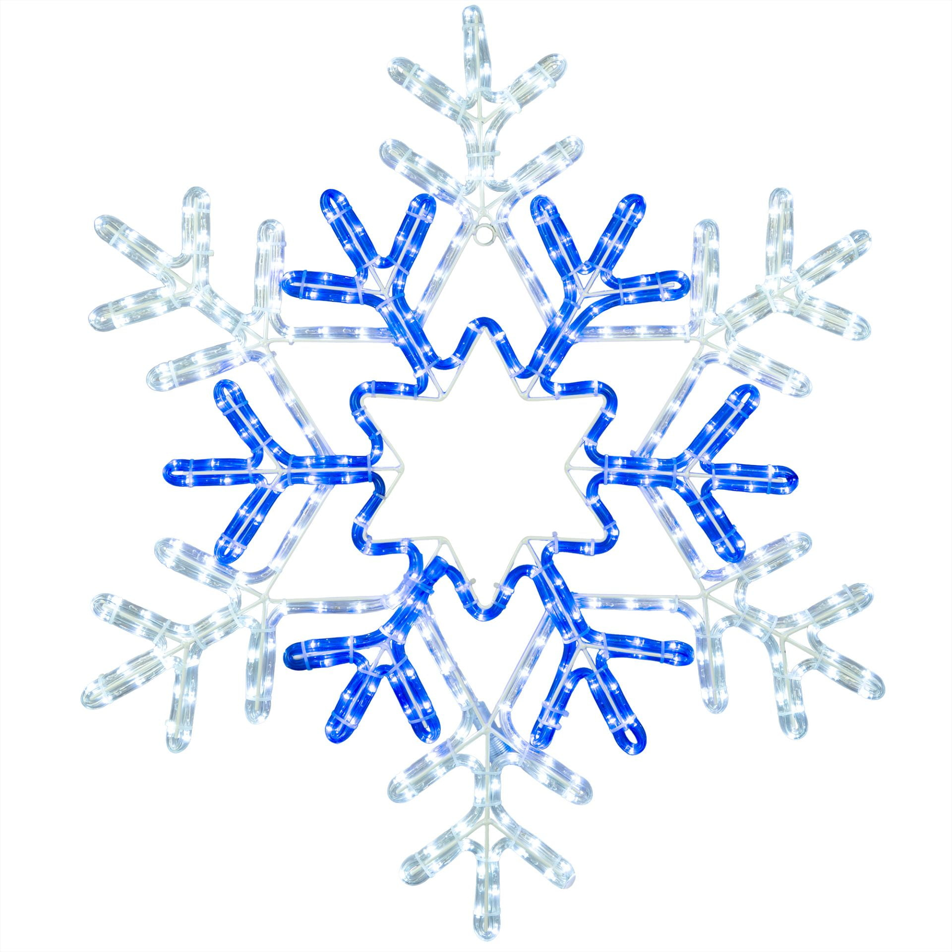 Novelty Lights 30" Pure White/Blue Christmas LED Snowflake Sculpture, Made With LED Rope Light