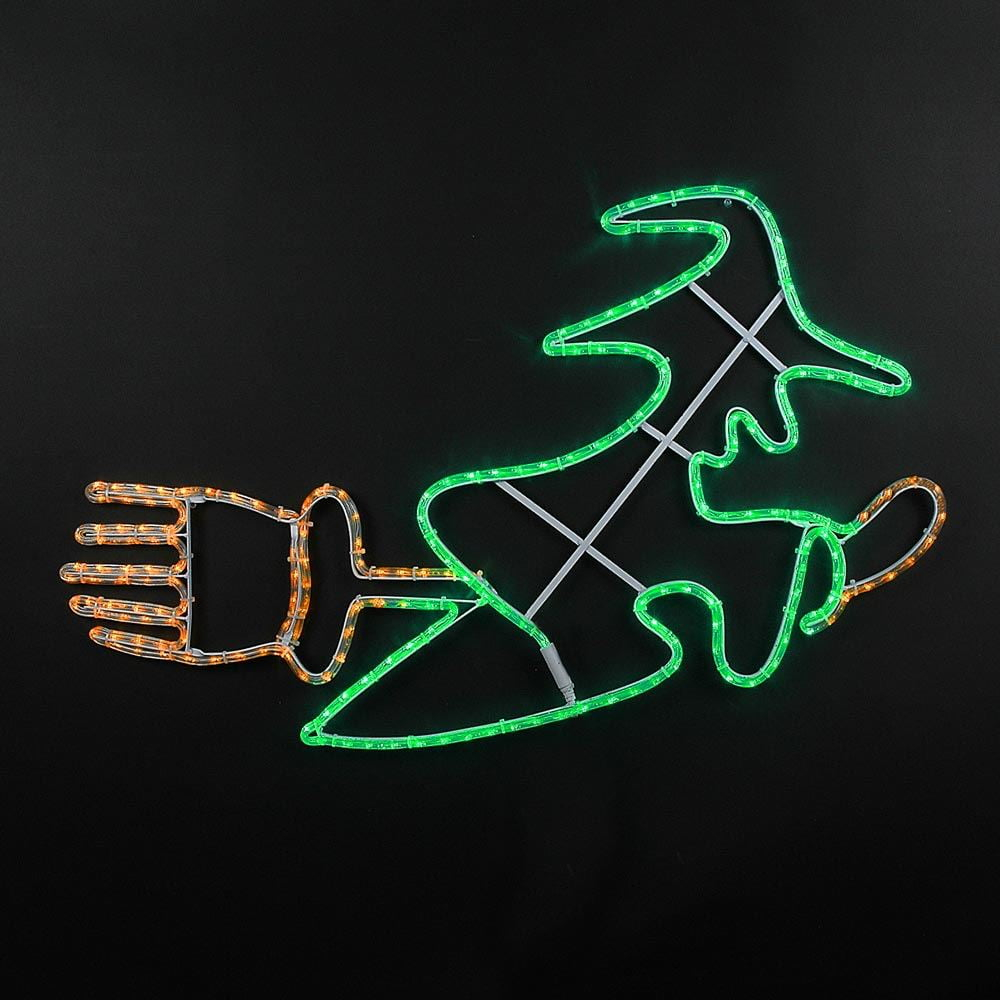 Novelty Lights 40" Green and Orange Halloween Witch LED Rope Light Motif