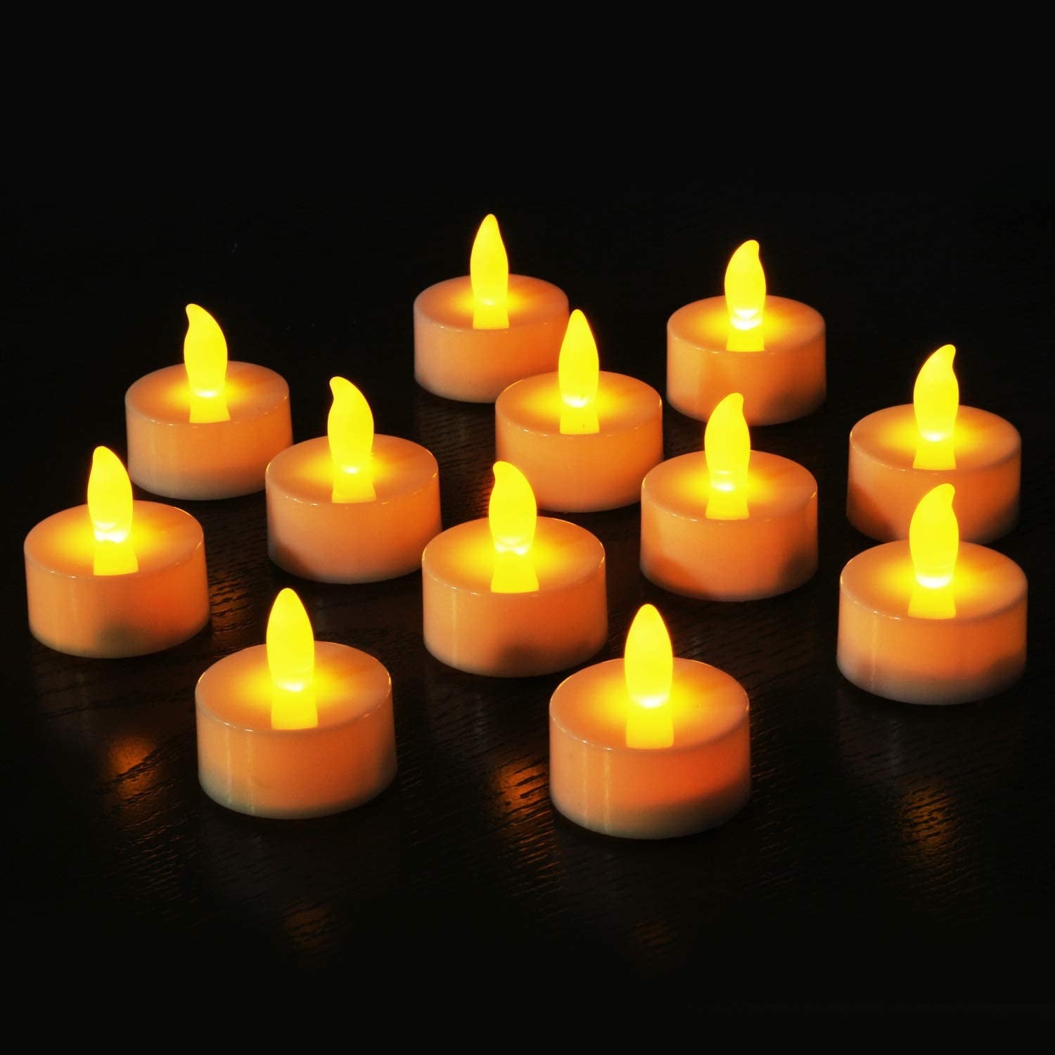 Novelty Place 12 Pcs Flameless LED Tea Light Candles Flickering Electric Tealight Candles Battery-Powered