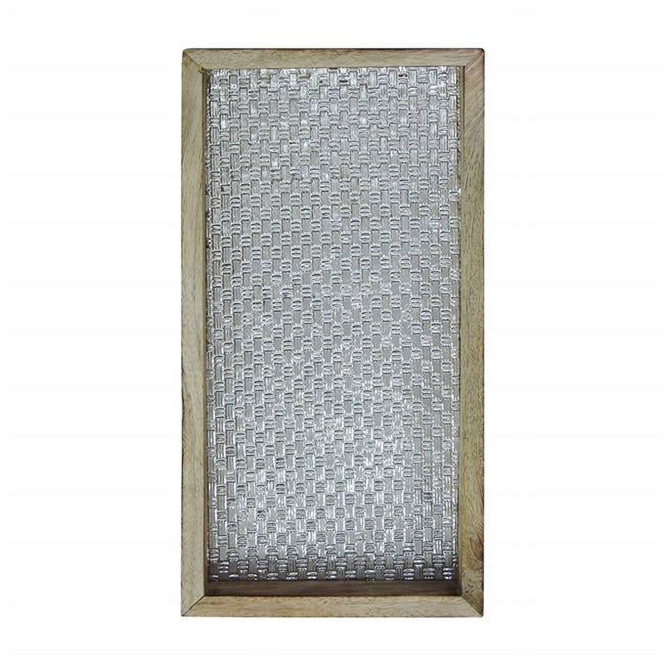 Aluminum Embossed Wooden Vanity Tray for Luxurious bath countertop, Holder for Hand Towel, Watch, Makeup Brush, Reading Glass, Perfume, Jewelry, Perfect For Kitchen Counters, Bathrooms, Silver
