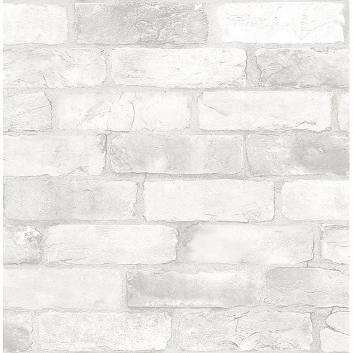 NuWallpaper Loft White Brick Raised Ink Vinyl Peel And Stick Wallpaper, 216-in by 20.5-in, 30.75 sq. ft.