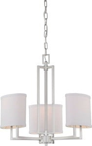 Nuvo 60-4757 - Gemini - 3 Light Chandelier w/ Slate Gray Fabric Shades