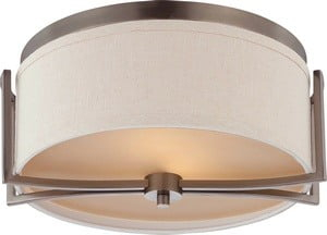 Nuvo 60-4861 - Gemini - 2 Light Flush Dome Fixture w/ Khaki Fabric Shade