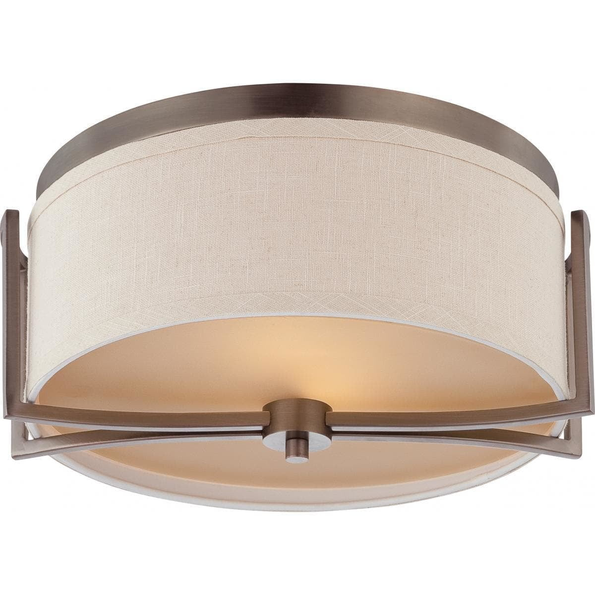 Nuvo 60-4861 - Gemini - 2 Light Flush Dome Fixture w/ Khaki Fabric Shade