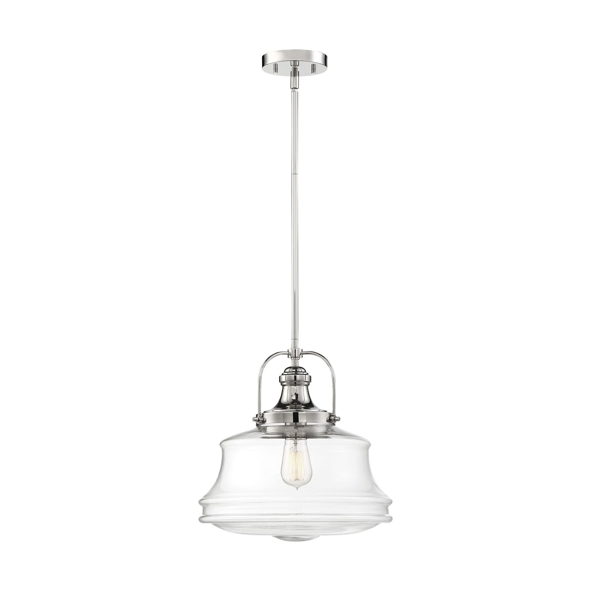 60/6758-Nuvo Lighting-Basel-1 Light Pendant-13.75 Inches Wide by 14.63 Inches High-Polished Nickel Finish