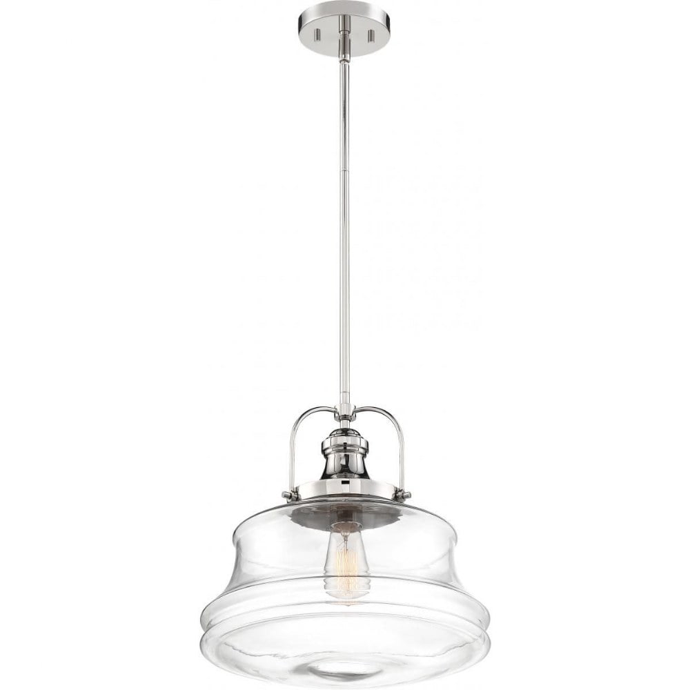 60/6758-Nuvo Lighting-Basel-1 Light Pendant-13.75 Inches Wide by 14.63 Inches High-Polished Nickel Finish