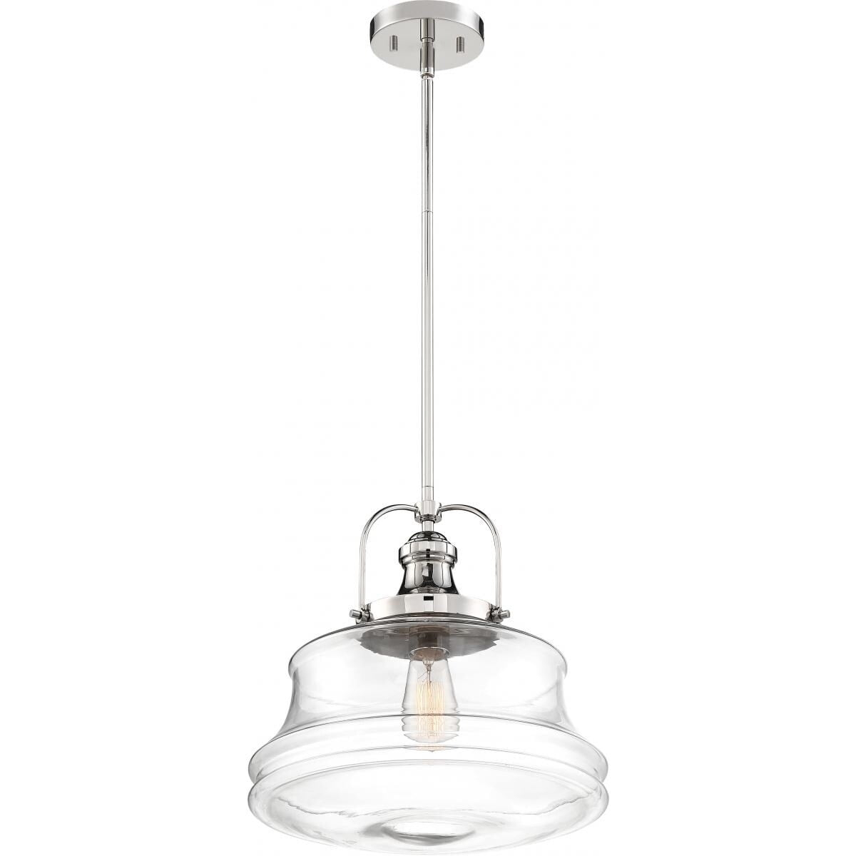 60/6758-Nuvo Lighting-Basel-1 Light Pendant-13.75 Inches Wide by 14.63 Inches High-Polished Nickel Finish