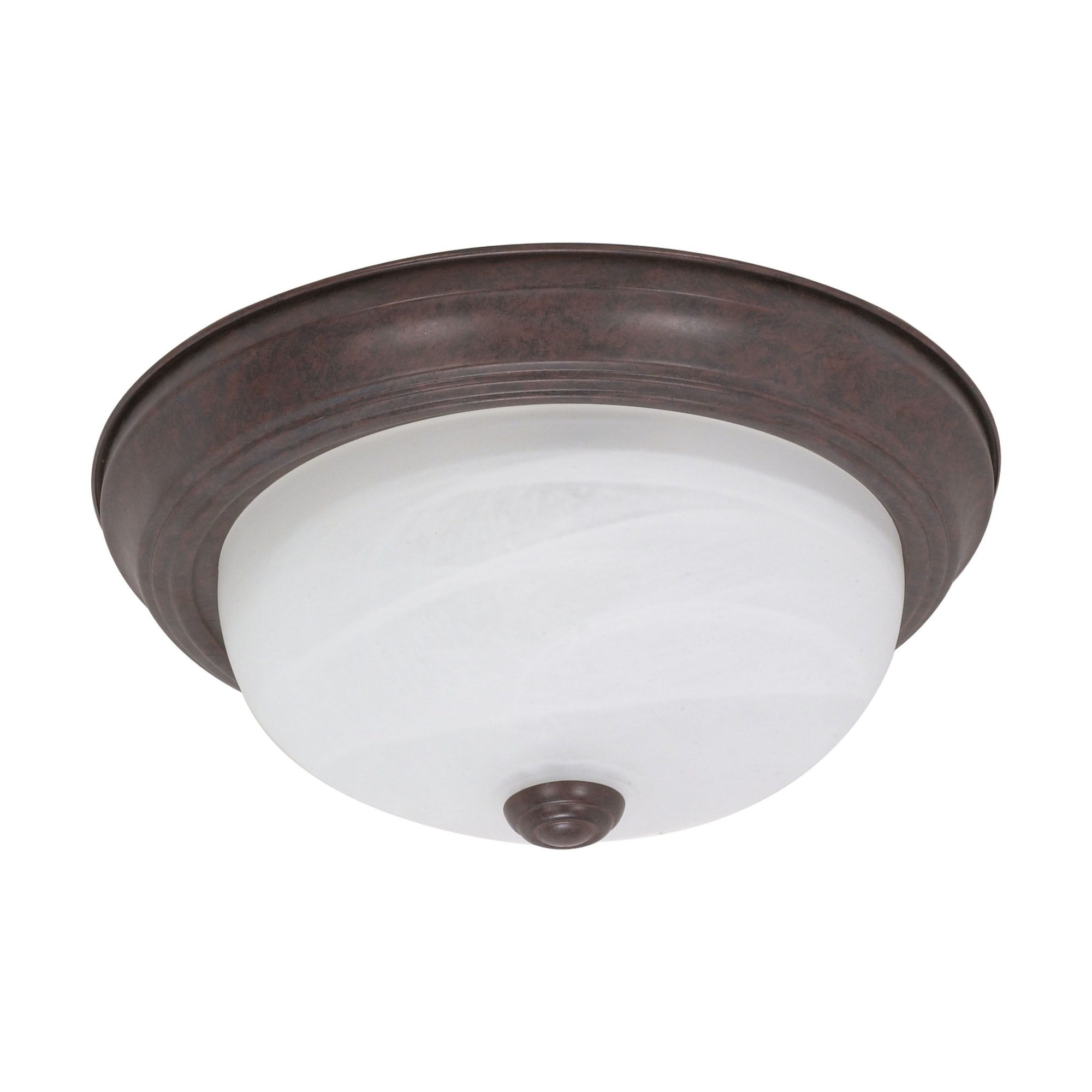 XylehR 60/205 Flush Mounted Dome Light Fixture, 11", Old Bronze/Alabaster Glass