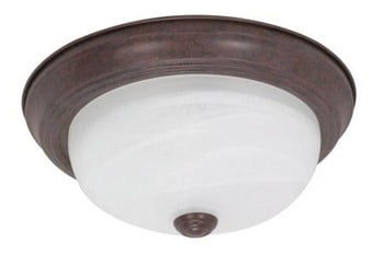 XylehR 60/205 Flush Mounted Dome Light Fixture, 11", Old Bronze/Alabaster Glass