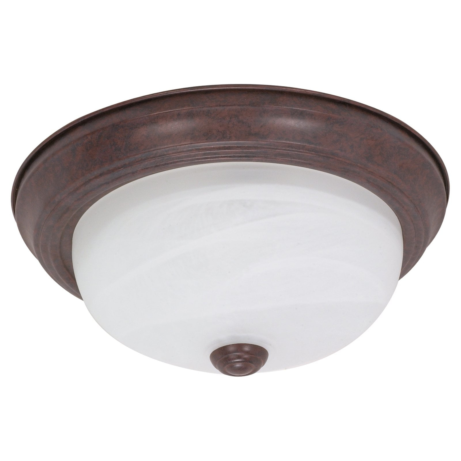 XylehR 60/205 Flush Mounted Dome Light Fixture, 11", Old Bronze/Alabaster Glass