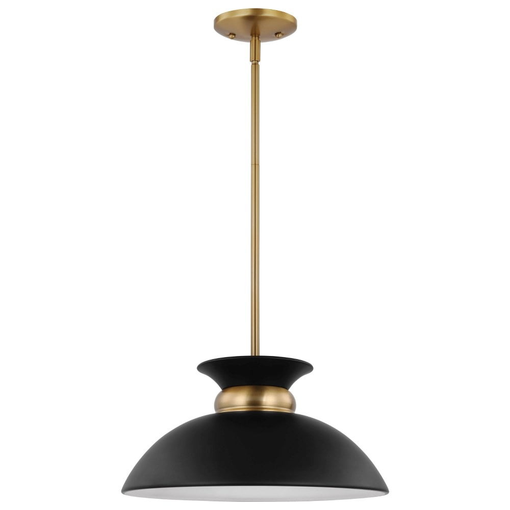 Nuvo Lighting Perkins 1 Light Small Pendant Matte Black with Burnished Brass