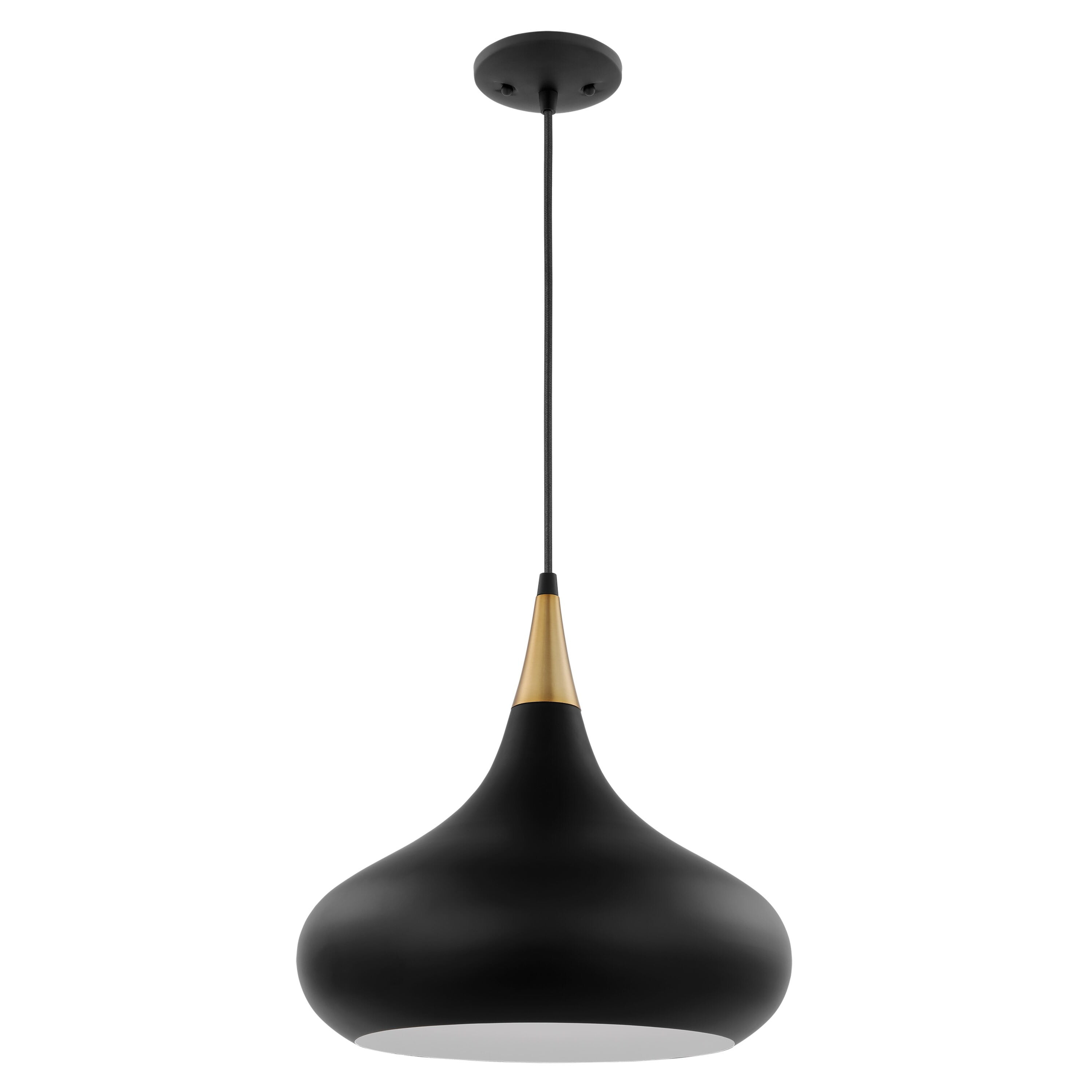 Nuvo Lighting 60/7513 Phoenix 14" Wide Pendant - Matte Black / Burnished Brass