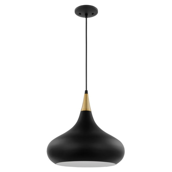 Nuvo Lighting 60/7513 Phoenix 14" Wide Pendant - Matte Black / Burnished Brass