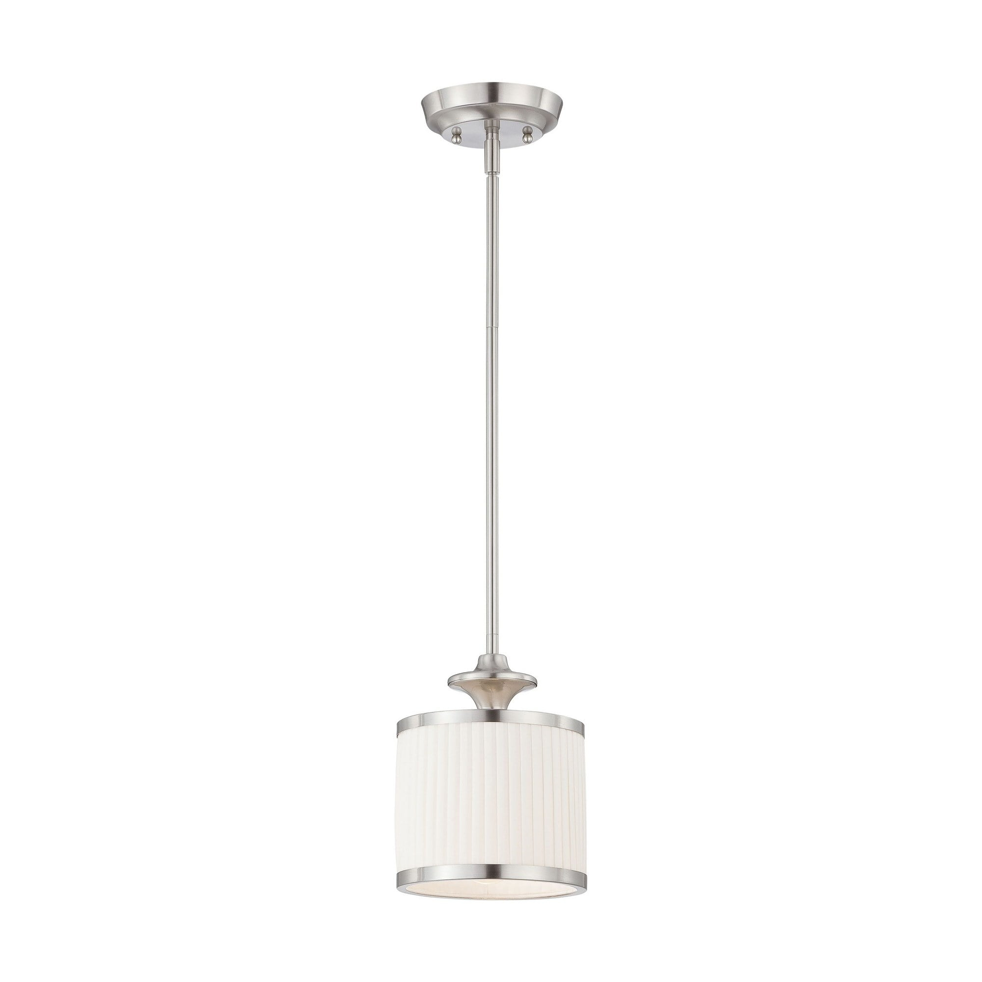 Nuvo Lighting Candice Nickel and Flat Pleated White Shade 1-Light Mini Pendant